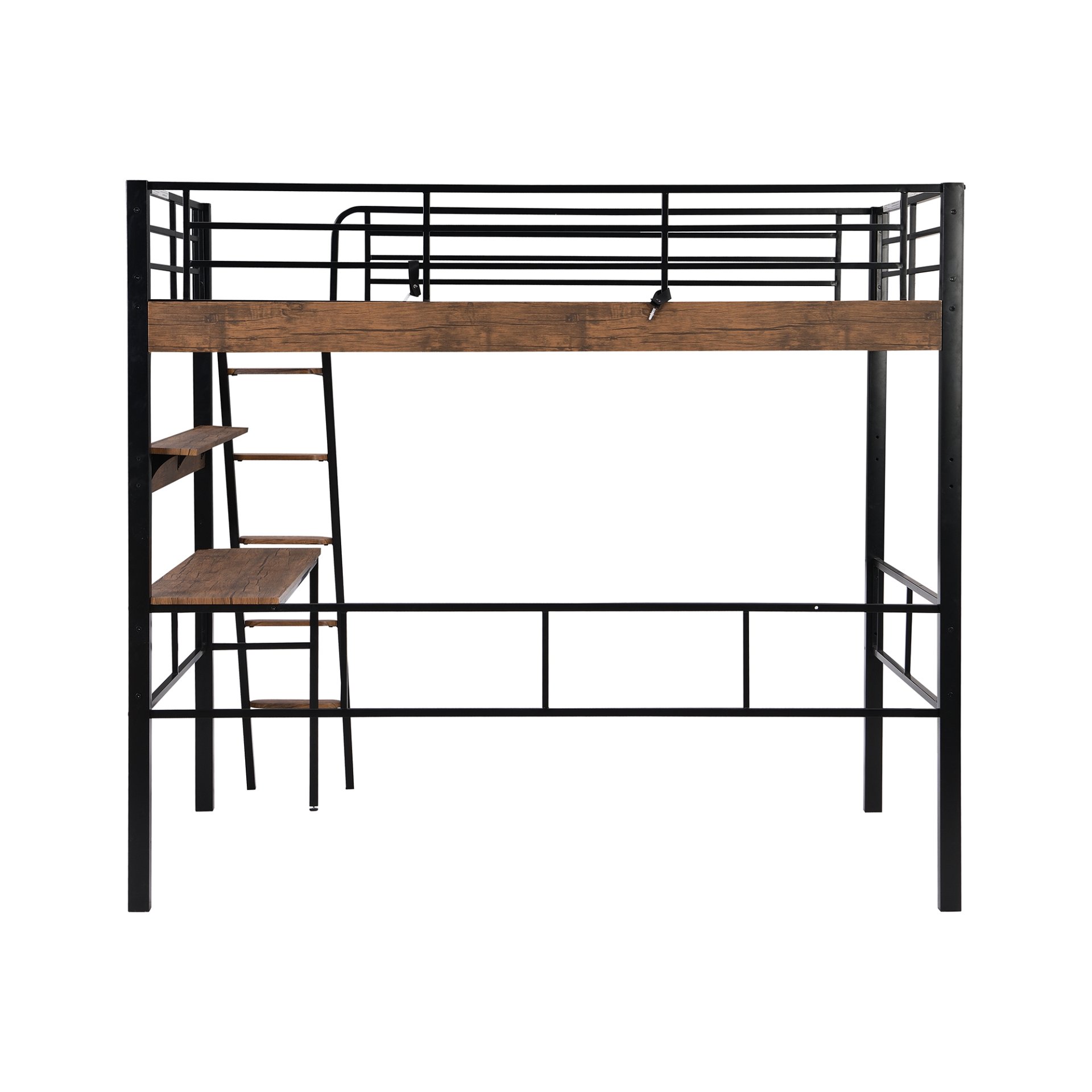 Full Size Loft Bed With LED, Built In Desk, Storage Shelf And Ladder - Black - Image 11