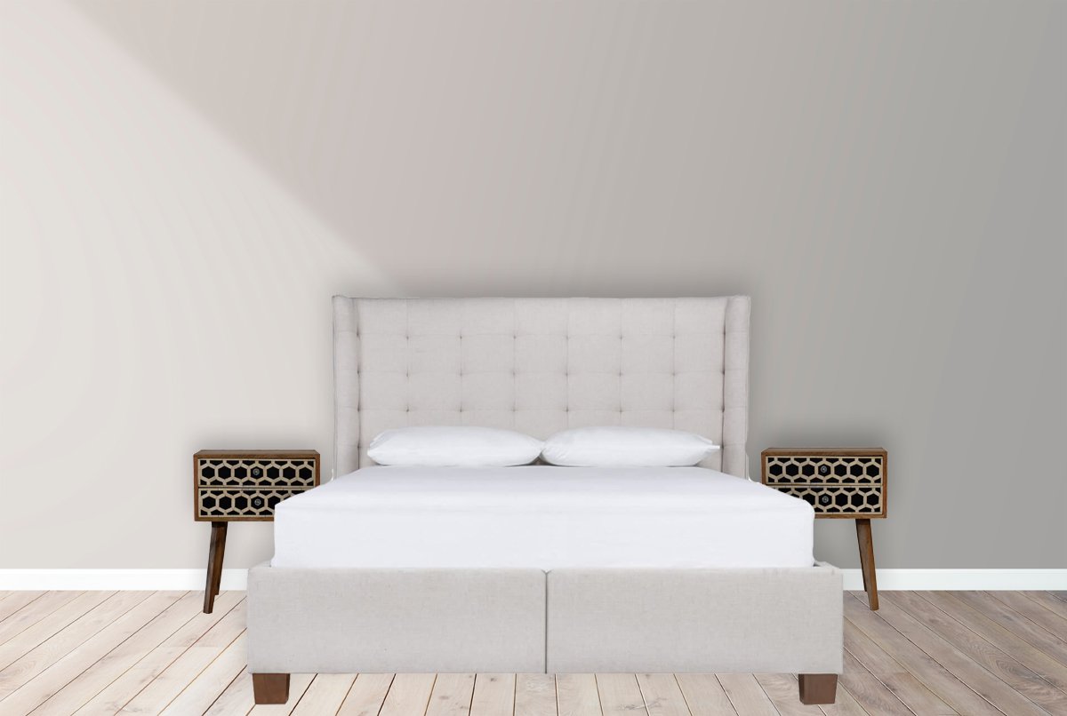 Inlay - Bone Scandi Bedside Table - Oak - Image 10