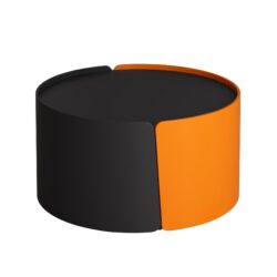 Round Nesting Coffee Table With Extendable Sliding Top And Orange Accent - Black