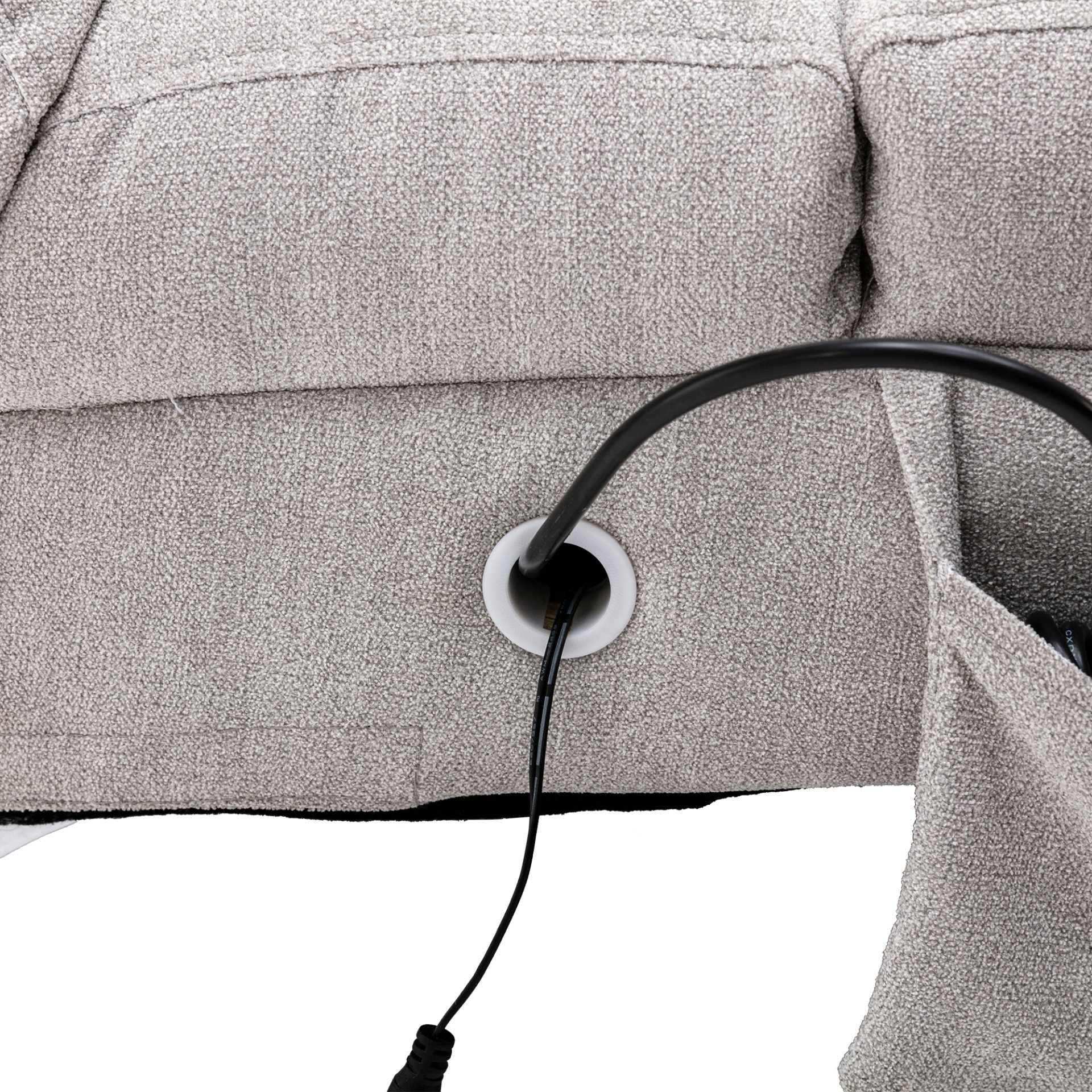 Linen Massage Chaise Lounge Indoor With Remote Control, Ergonomic Electric Massage Lounger With 5 Modes - Light Gray - Image 21