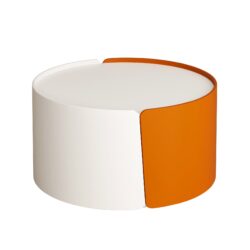 Round Nesting Coffee Table With Extendable Sliding Top And Orange Accent - Antique White