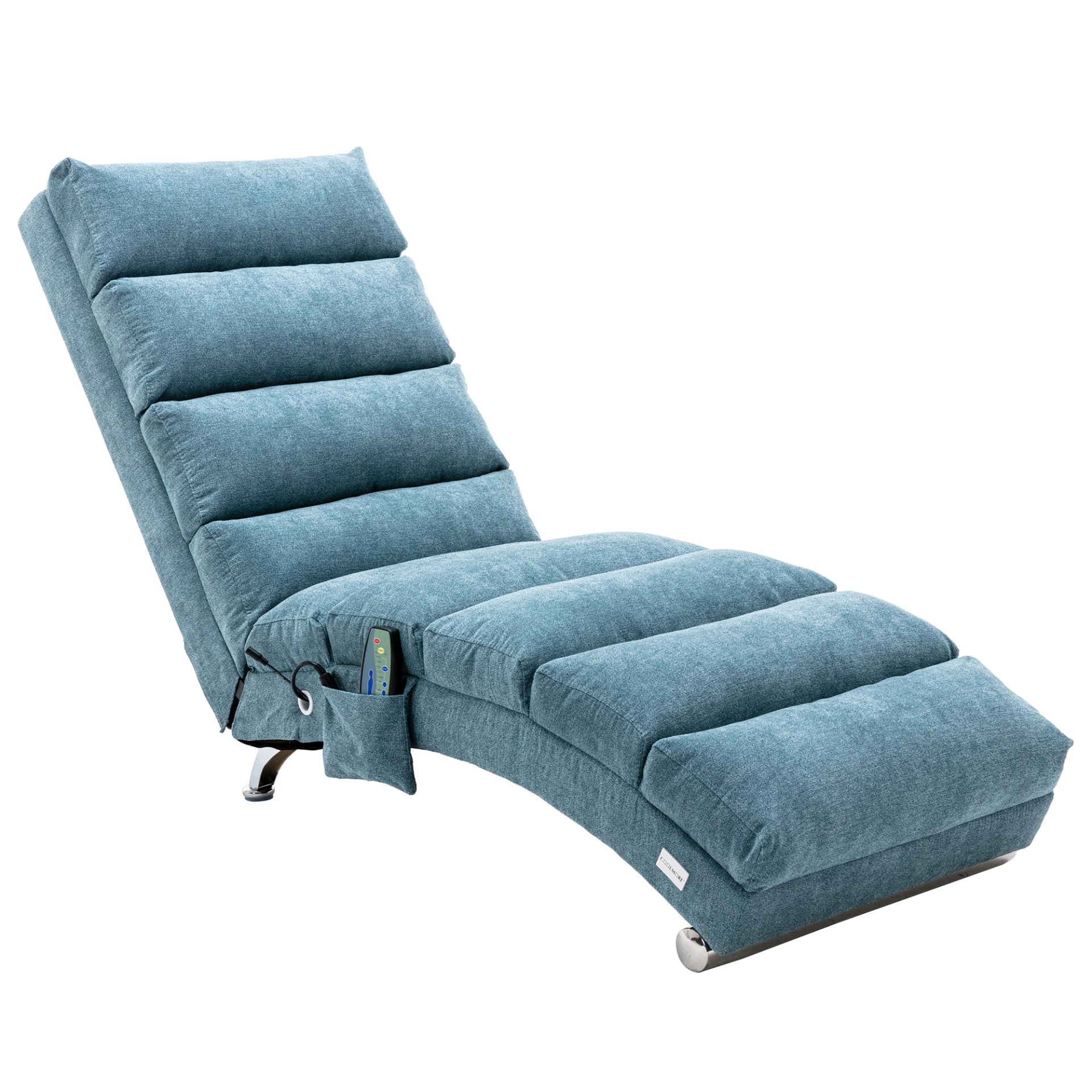 Ergonomic Linen Massage Chaise Lounge With Remote Control, 5 Modes - Blue - Image 15