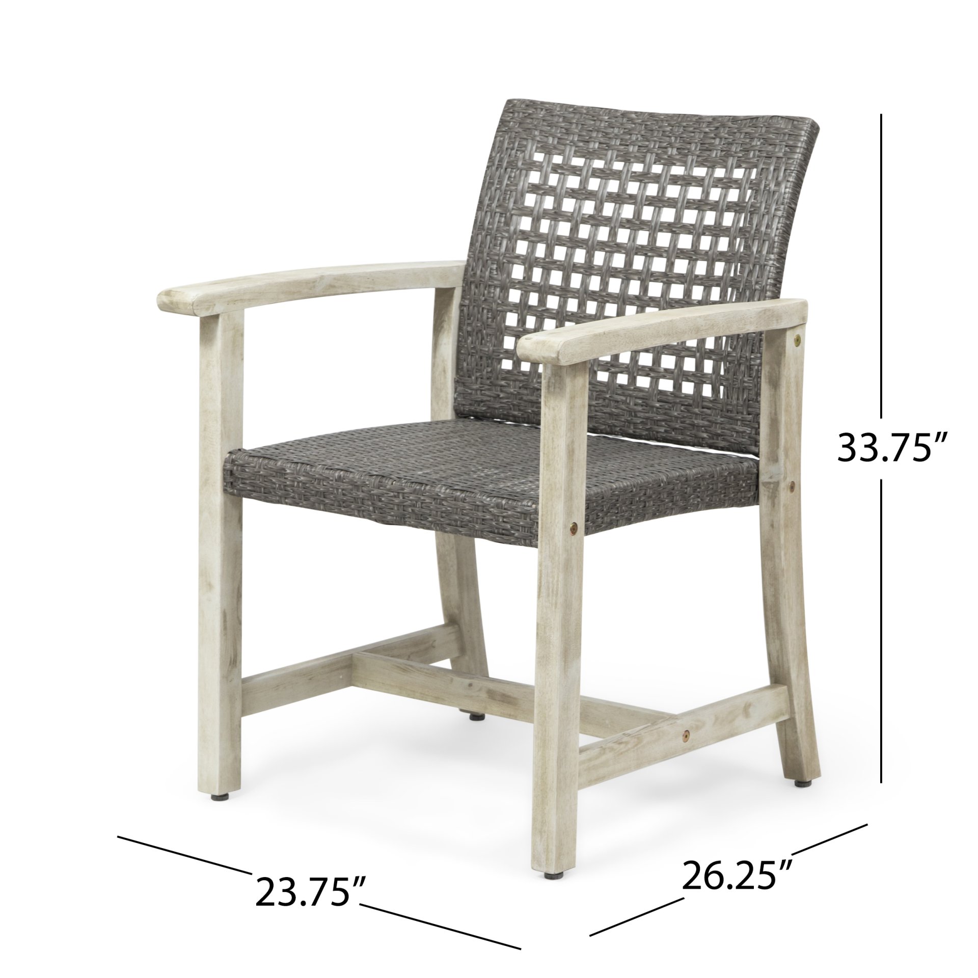 Outdoor Dining Chair (Set of 2) - Light Gray / Mix Black - Image 3