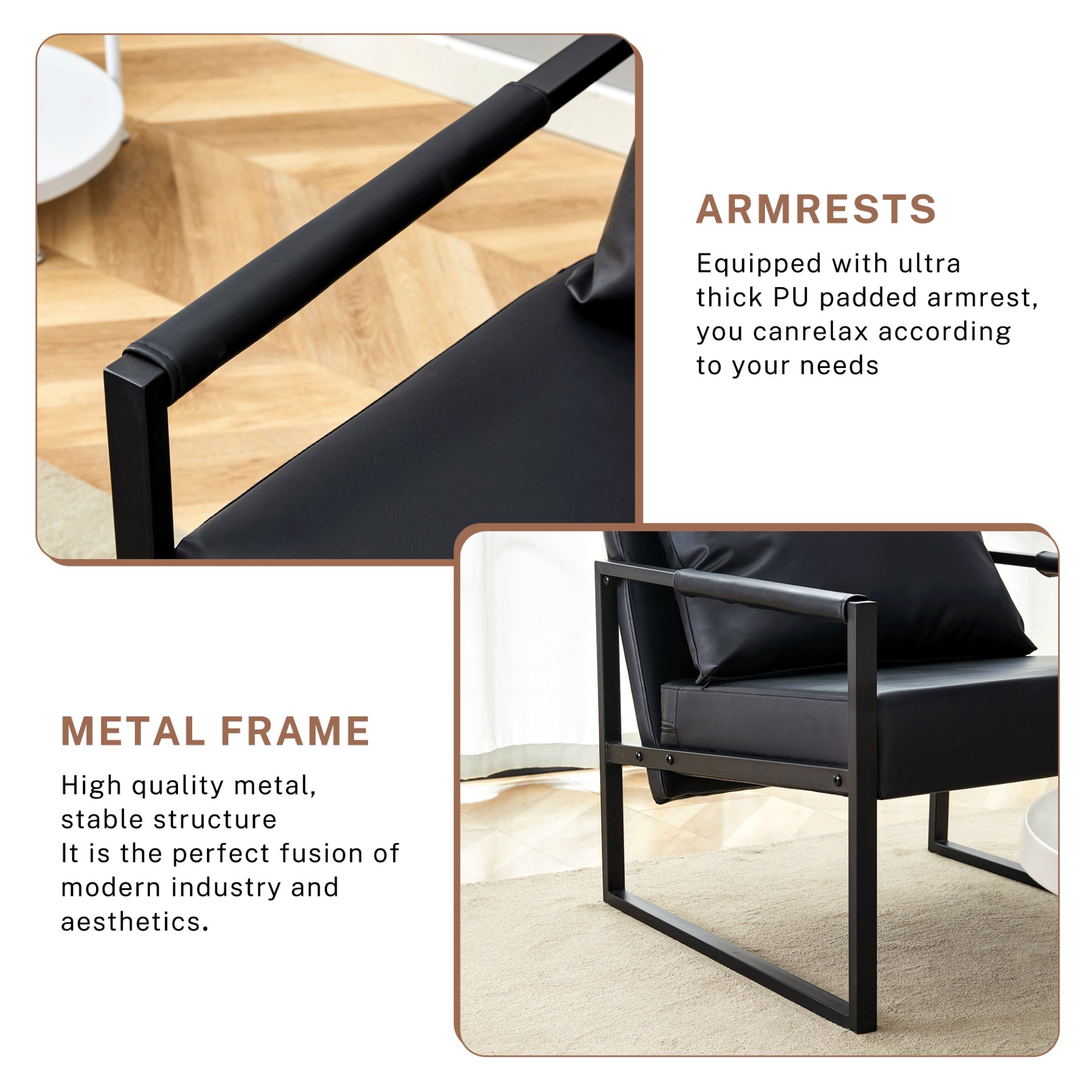 Classic Metal Frame Sofa Ergonomically Designed, A Perfect Blend Of Modern And Industrial Styles - Black - Image 10