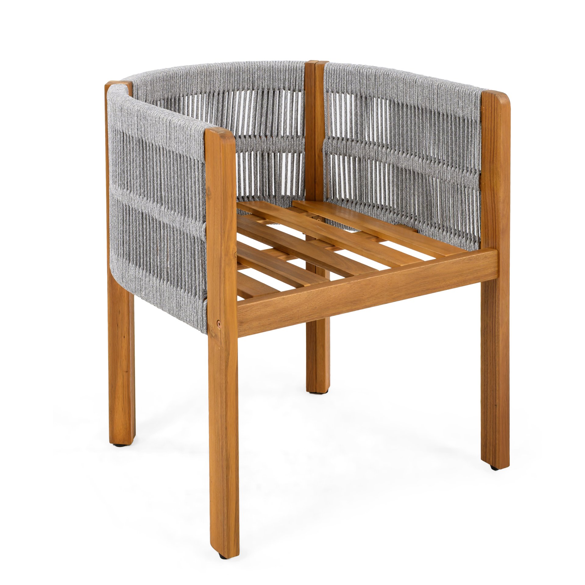 Outdoor Dining Chairs With Rope Handles (Set of 2) - Gray / Teak - Image 13