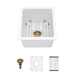 Quartz Composite Undermount Single Bowl Kitchen Sink - White