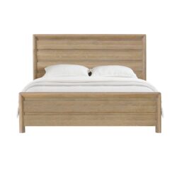 King Panel Bed Frame With Unique Headboard And Included Slats - Brown