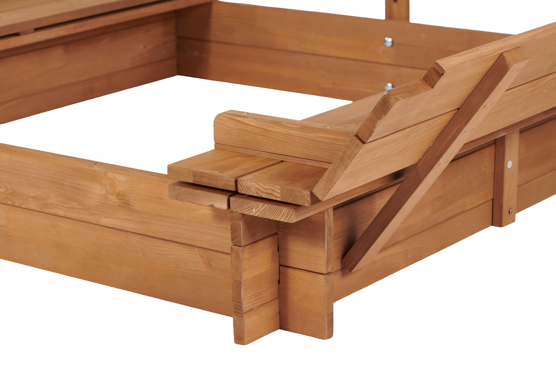 Kids Sandbox With Adjustable Cover, Sand Box With 2 Foldable Bench Seats, Outdoor Sandpit For Backyard Play - Light Brown - Image 20