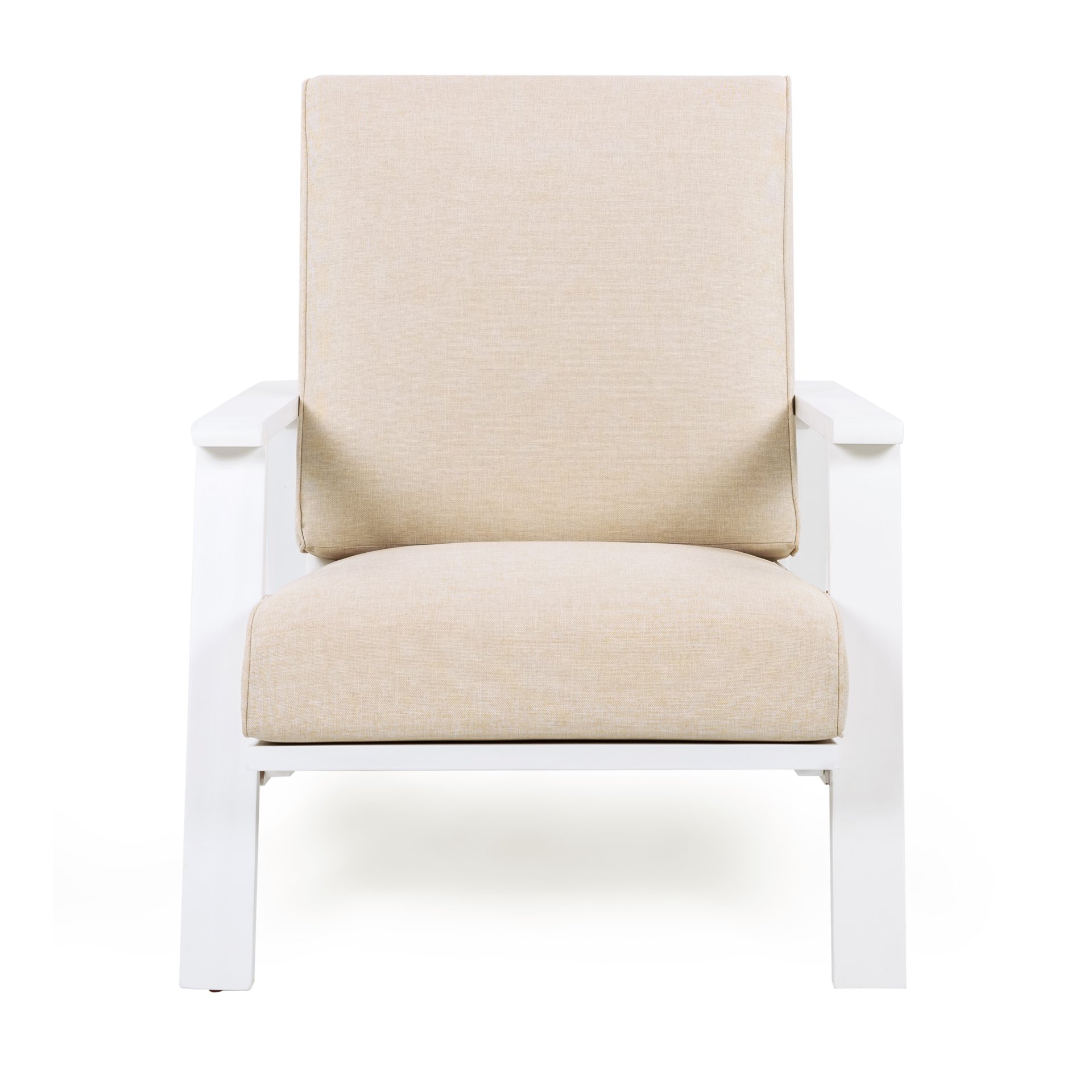 Outdoor Patio Lounge Chair - Beige / White - Image 6