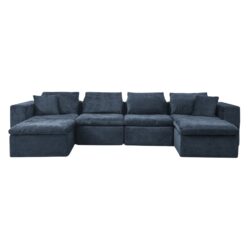 Modern U Shaped Cloud Sectional Couch With Comfy Chaise - Blue