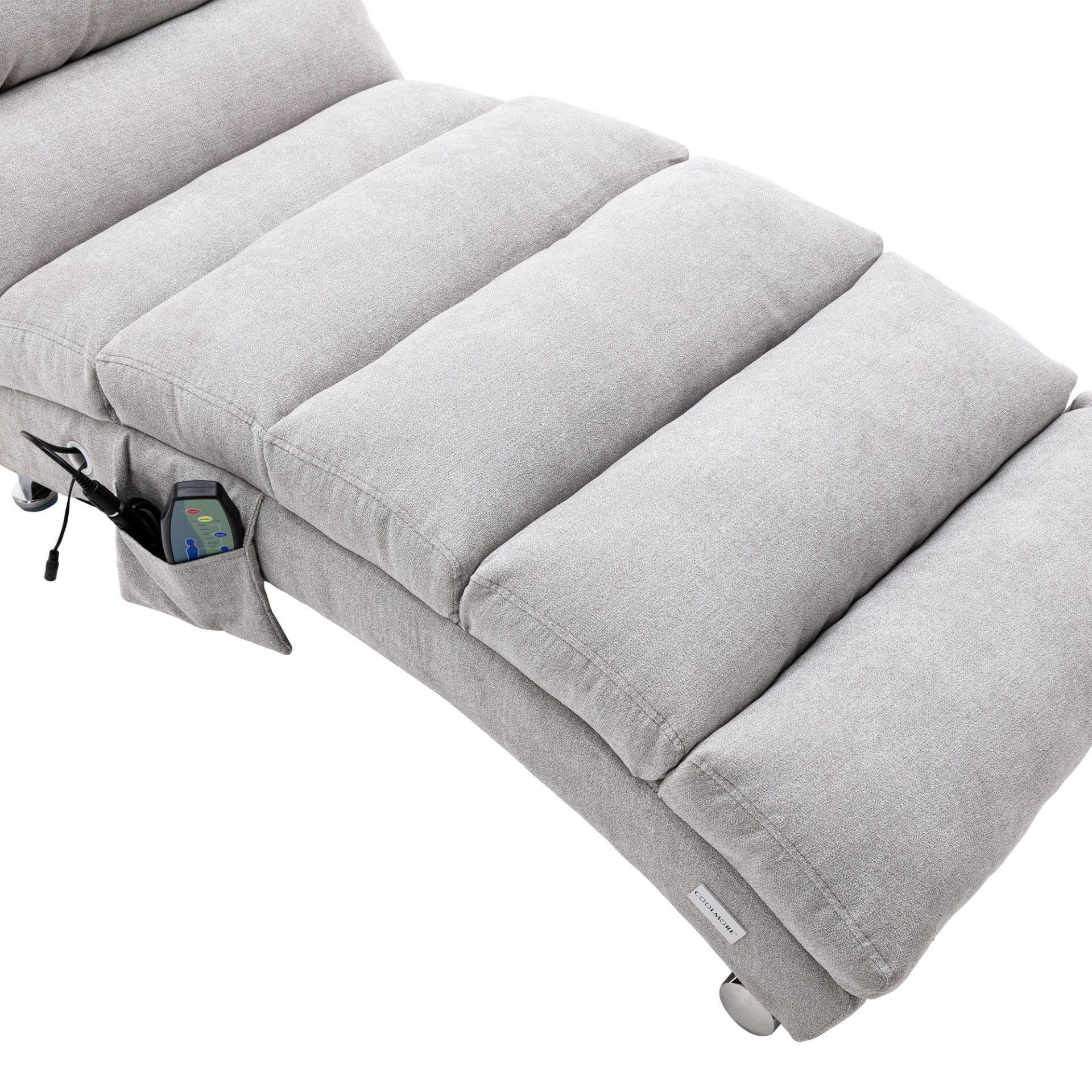 Linen Massage Chaise Lounge Indoor With Remote Control, Ergonomic Electric Massage Lounger With 5 Modes - Light Gray - Image 24