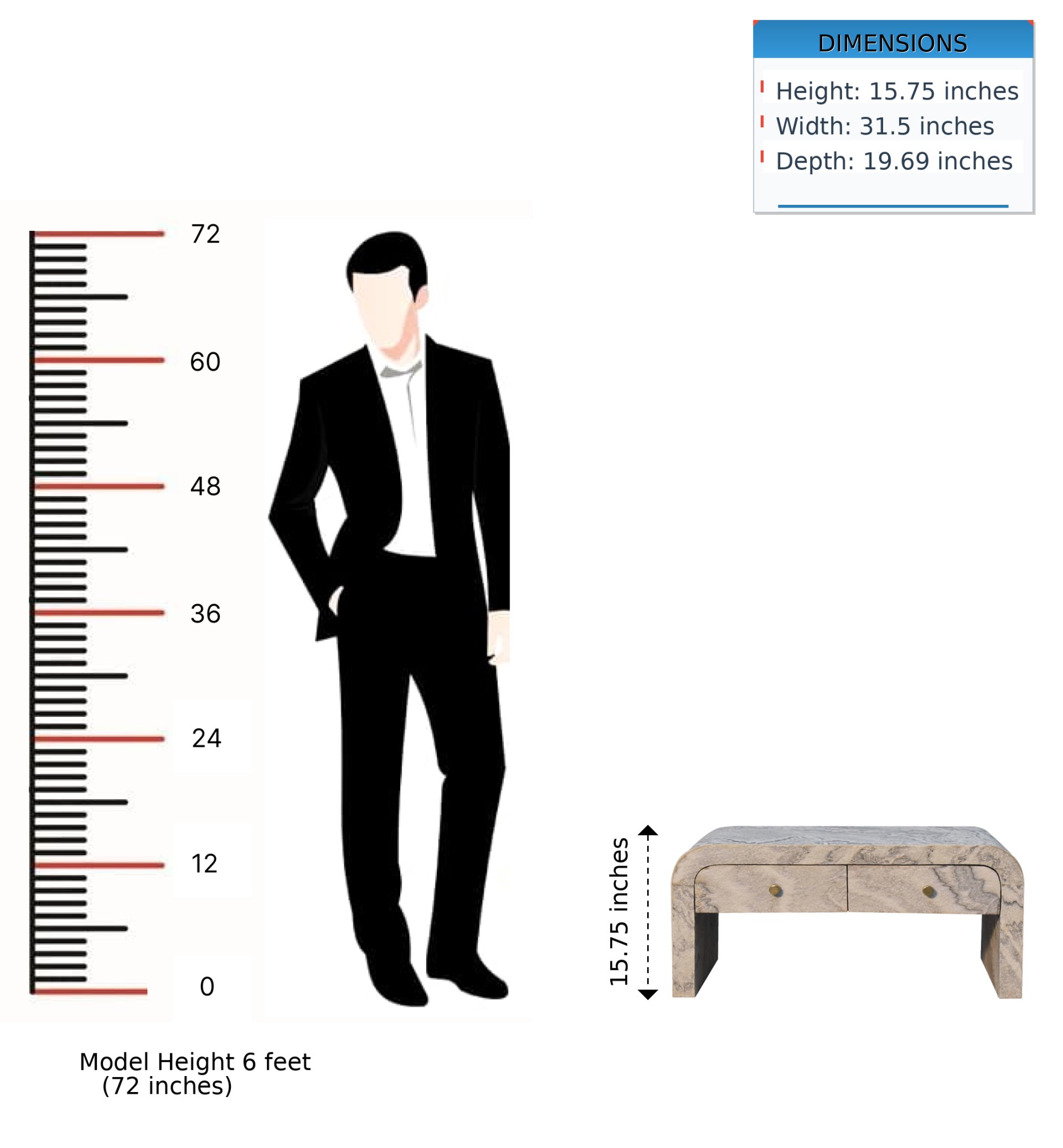Nouveau Coffee Table - Marble - Image 11