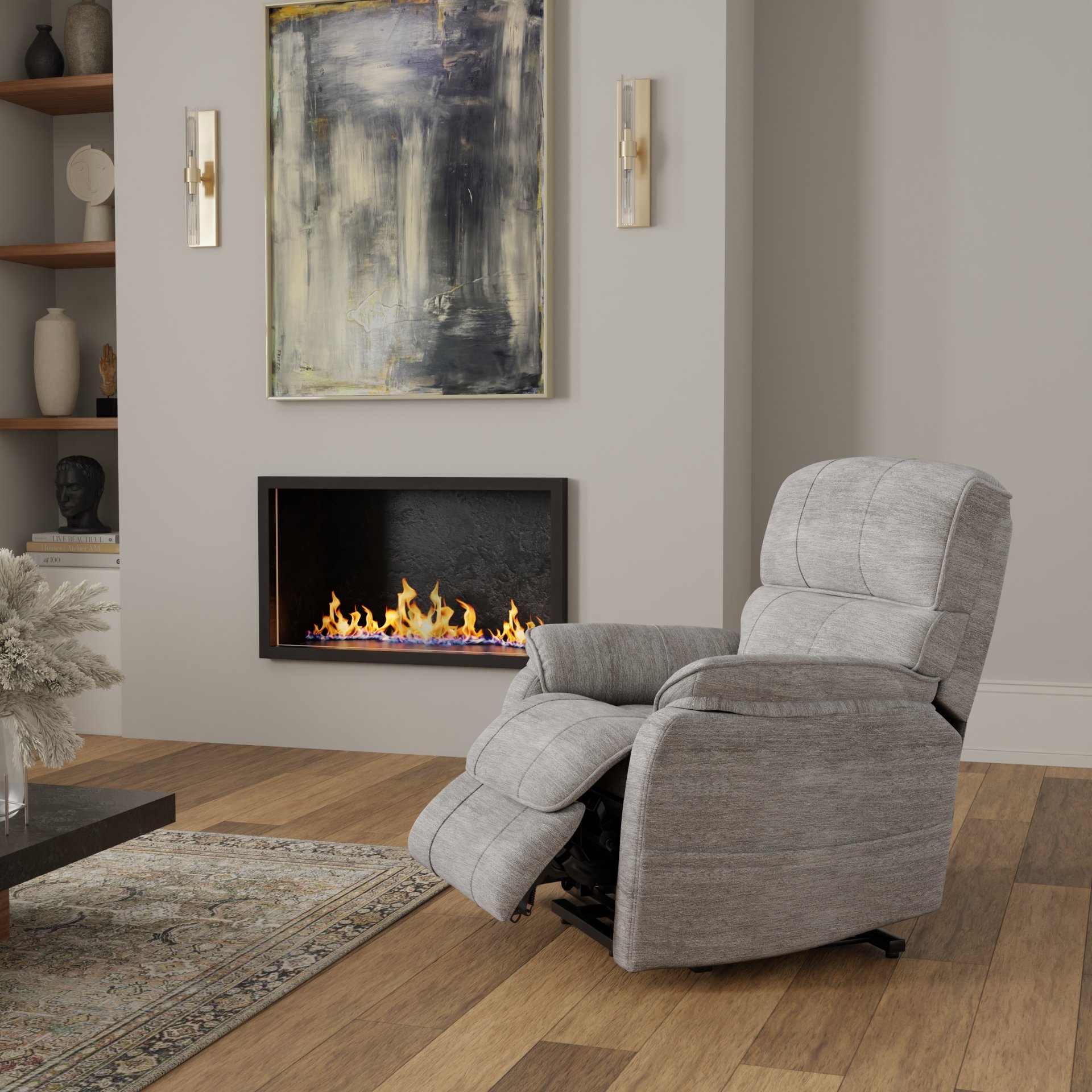 Lucie - Fabric Power Lift Chair - Gray - Image 15