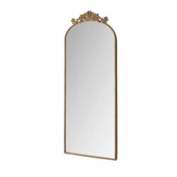 Arched Full Body Mirror & Vintage Carved Applique - Bronze