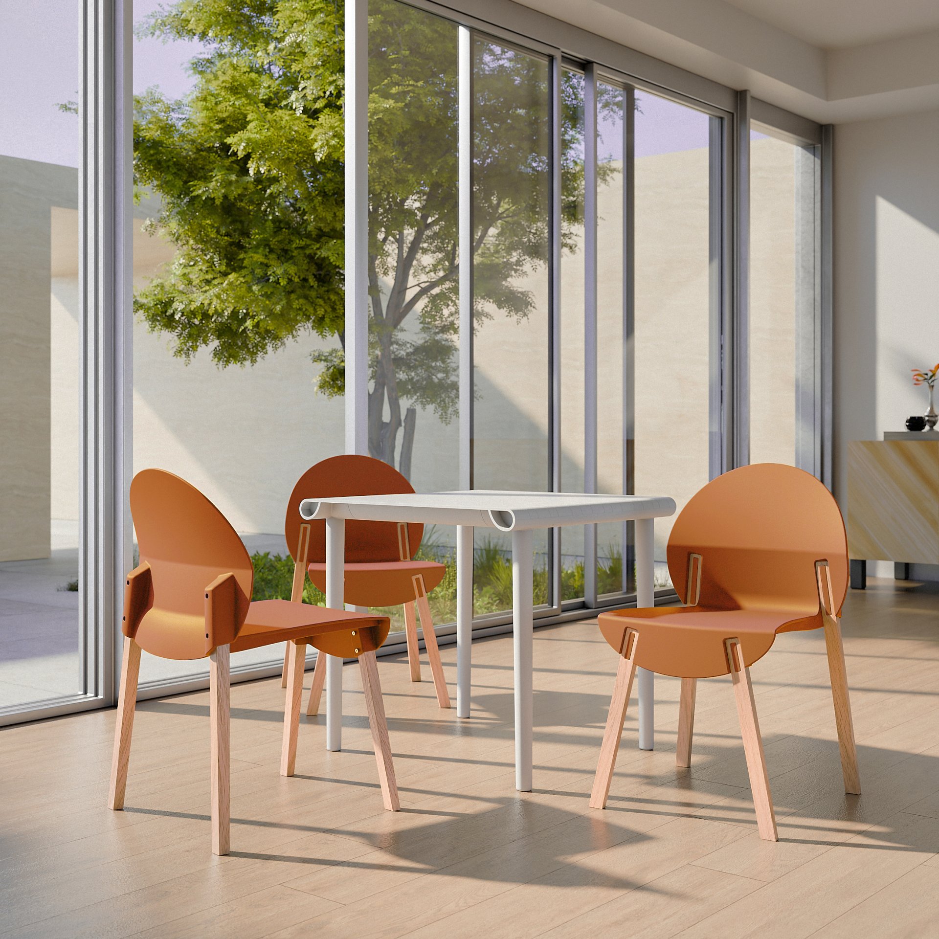 4 Piece Set Of Single Chairs With A Design Combining Modern And Traditional Elements, Durable And Comfortable - Tropical Orange - Image 22