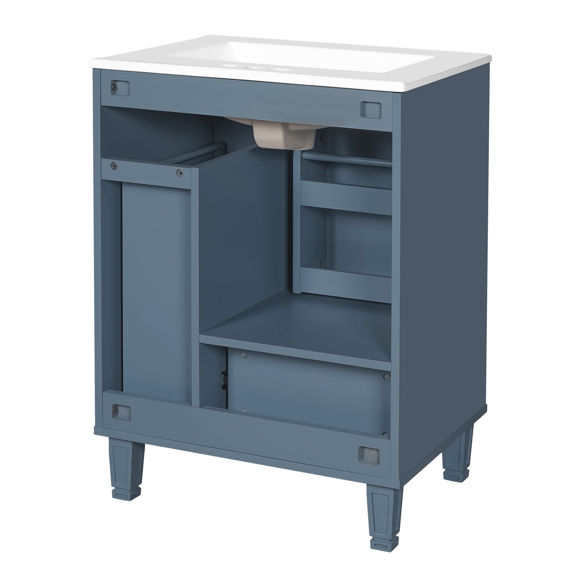 24" Bathroom Vanity With Sink, 1 Door, 2 Drawers, 2 Tier Pull Out Basket - Gray - Image 15