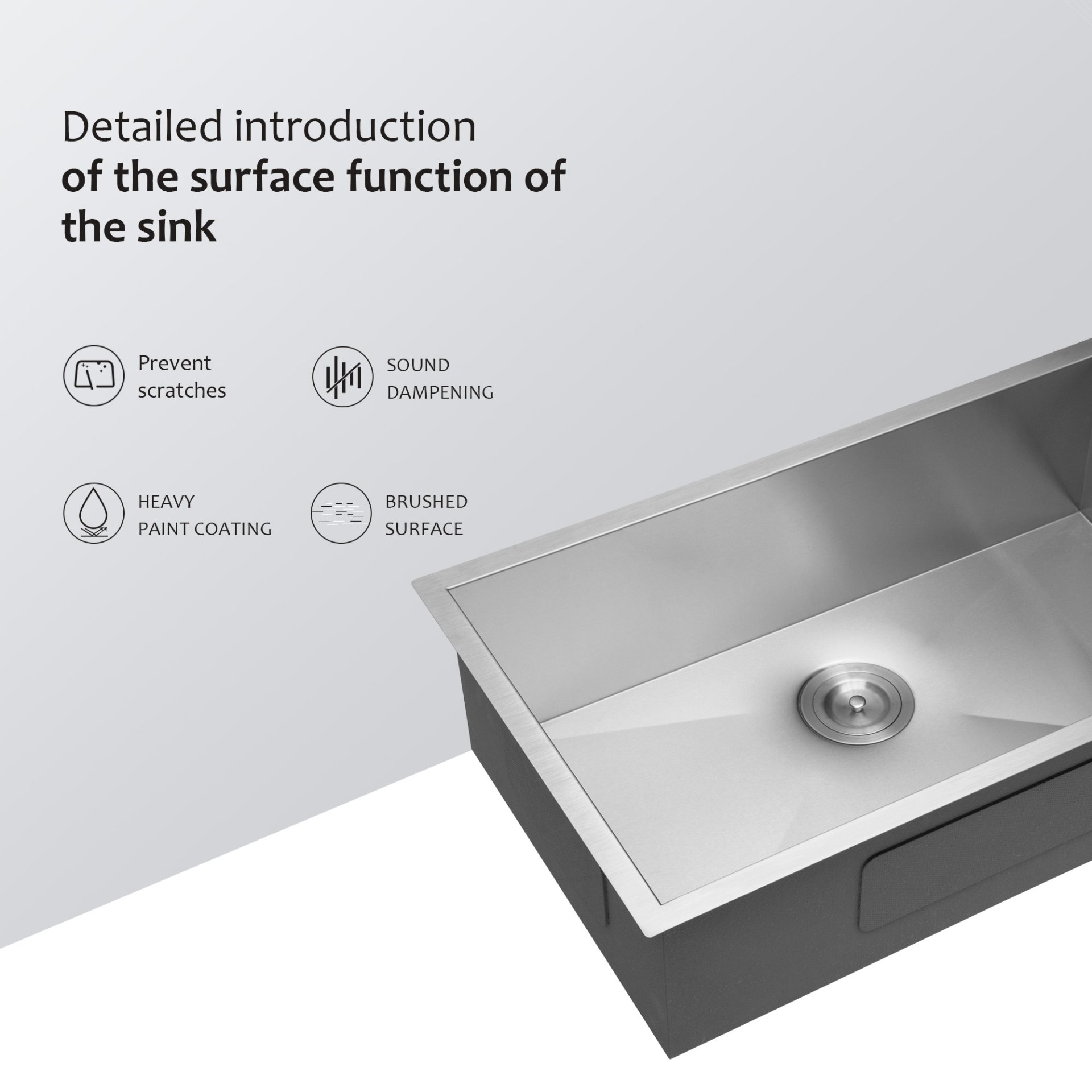 32" Undermount Kitchen Sink With, Single Bowl - Brushed Nickel - Image 4