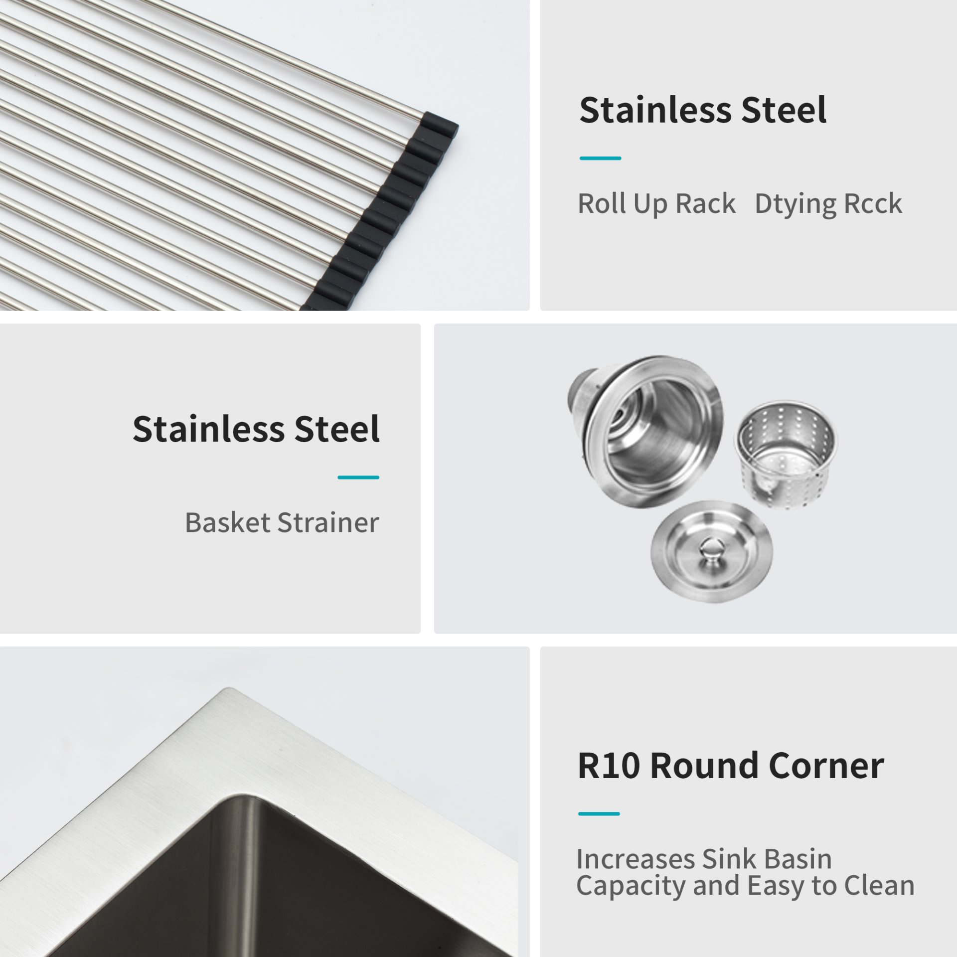 Undermount 13" Kitchen Sink 16 Gauge 9" Deep - Brushed Nickel - Image 6