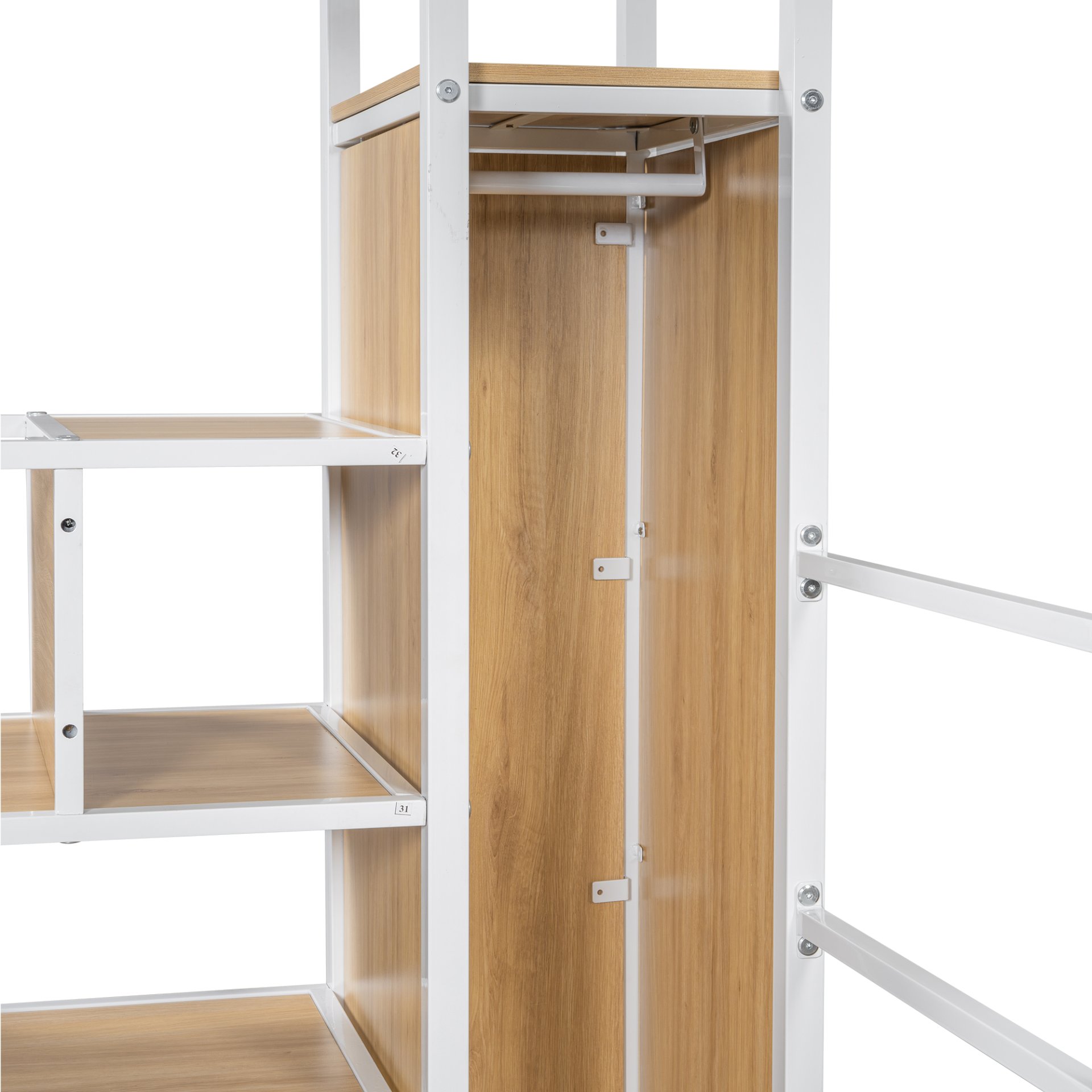 Twin Size Loft Bed With Built In Work Station, Wardrobe, Storage Staircase And LED - White - Image 15