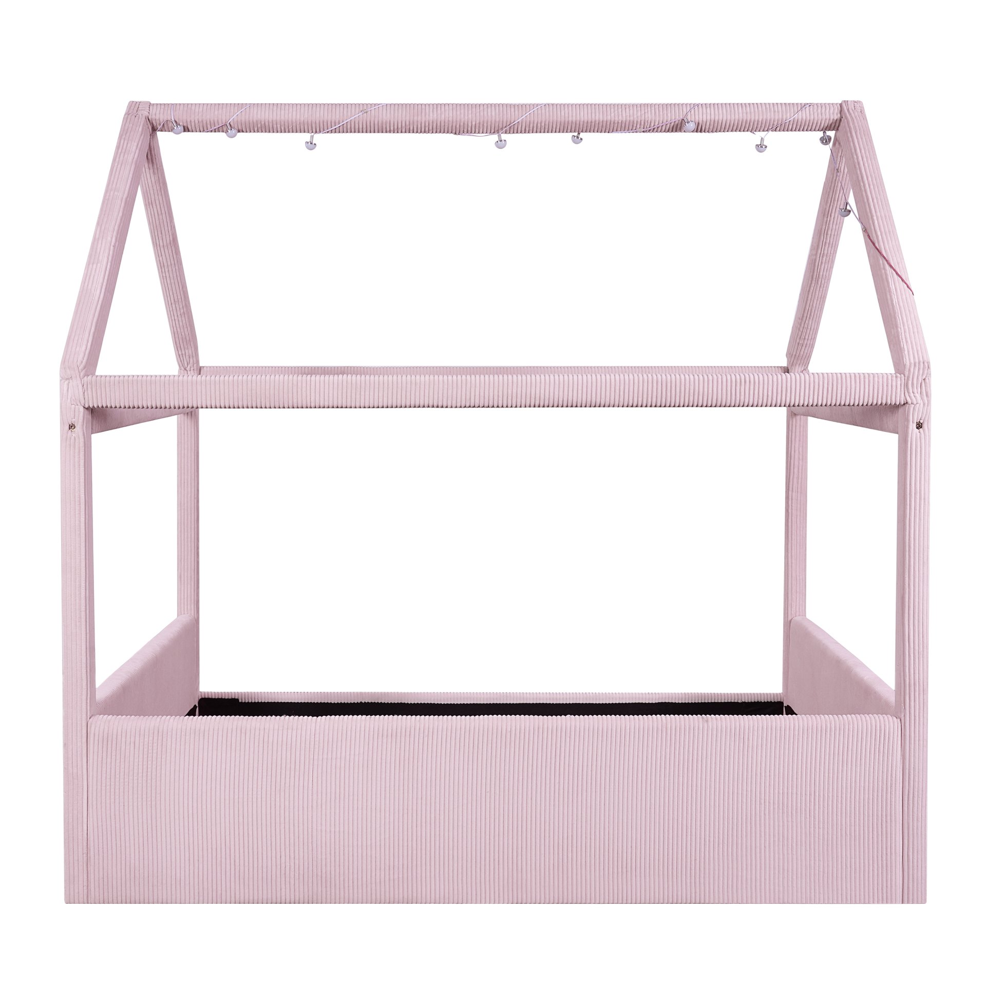 Full Size Upholstered House Style Daybed With LED Light Strips - Pink - Image 8