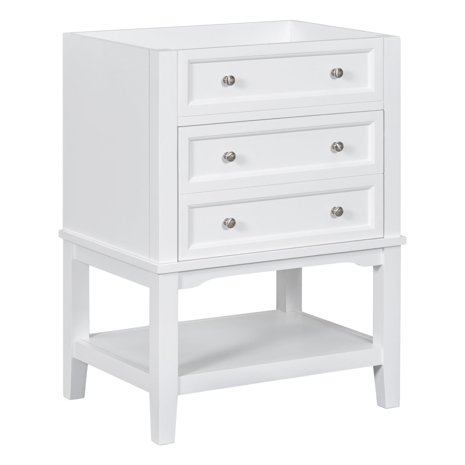 24" Bathroom Vanity Without Sink, Base Only, Storage Cabinet With Drawer And Open Shelf - White - Image 4
