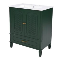 30" Bathroom Vanity With Sink, Soft Closing Door, Multi Functional Storage - Green