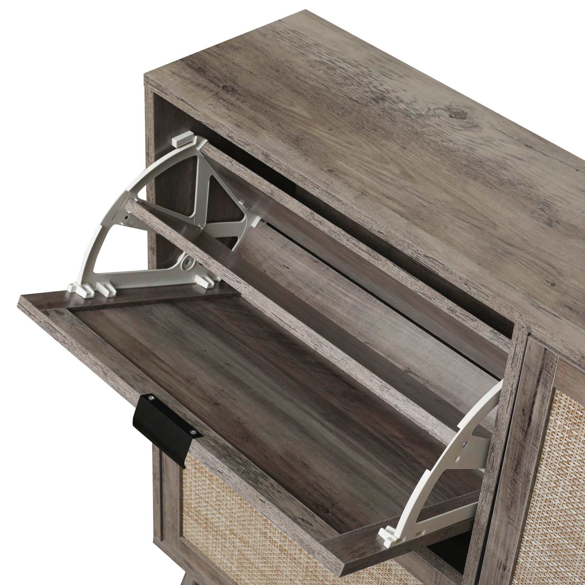 4 Door Shoe Rack, Freestanding Modern Shoe Storage Cabinet, For Entryway - Dark Gray - Image 15