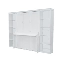 Queen Size Murphy Bed & Desk And Bookshelf - White