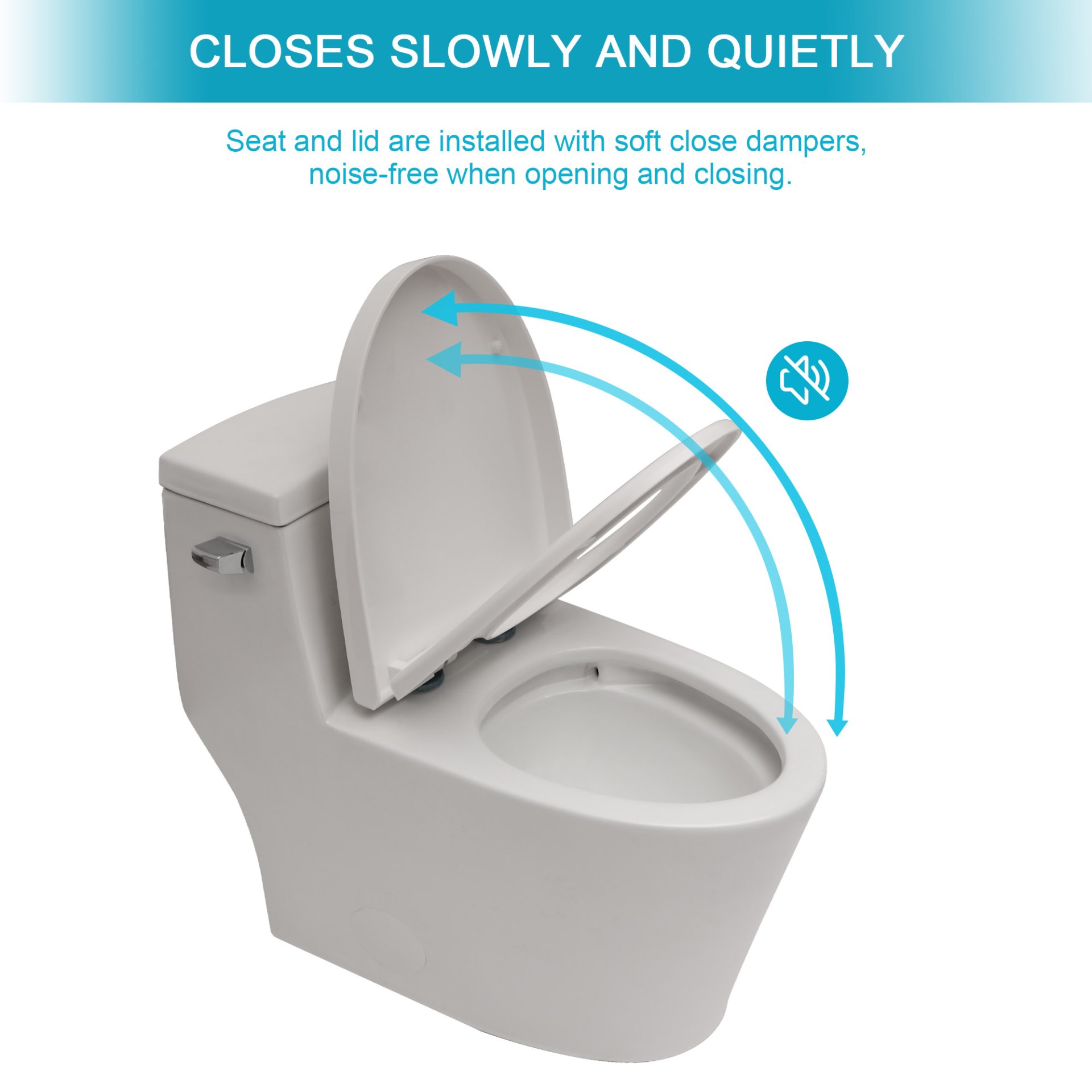 1 Piece Toilet With Soft Closing Seat - White - Image 7