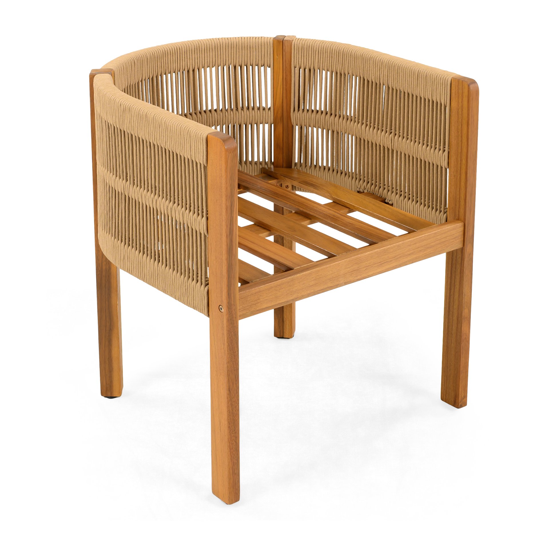 Outdoor Dining Chairs With Rope Handles (Set of 2) - Beige / Teak - Image 13