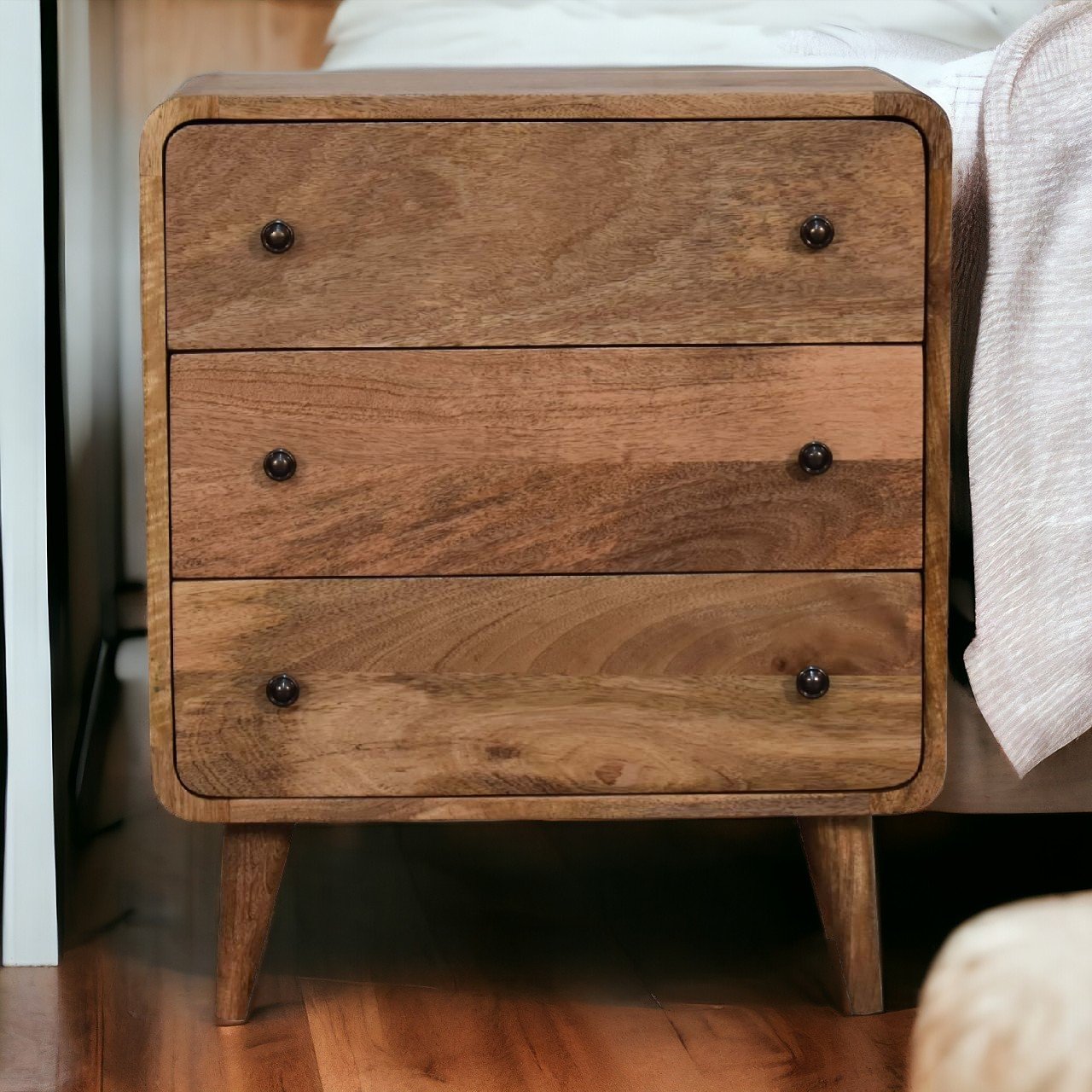Mini Curved Chest, 3 Drawer - Oak - Image 9