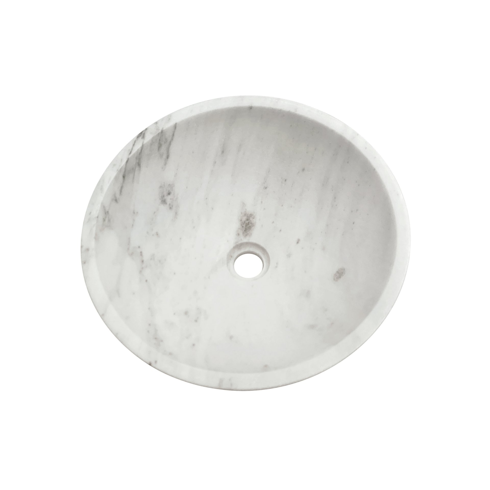 Bathroom Vessel Sink, Semi Polished Surface, Genuine Real Marble - White / Natural - Image 12