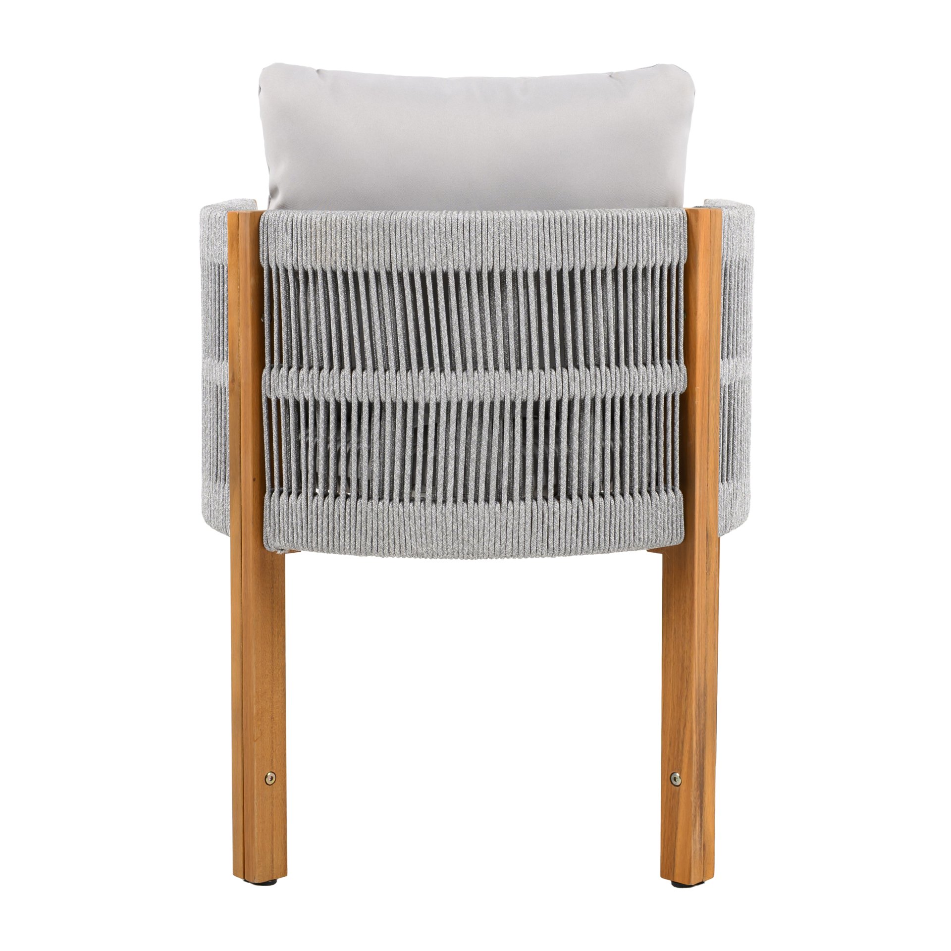 Outdoor Dining Chairs With Rope Handles (Set of 2) - Gray / Teak - Image 10