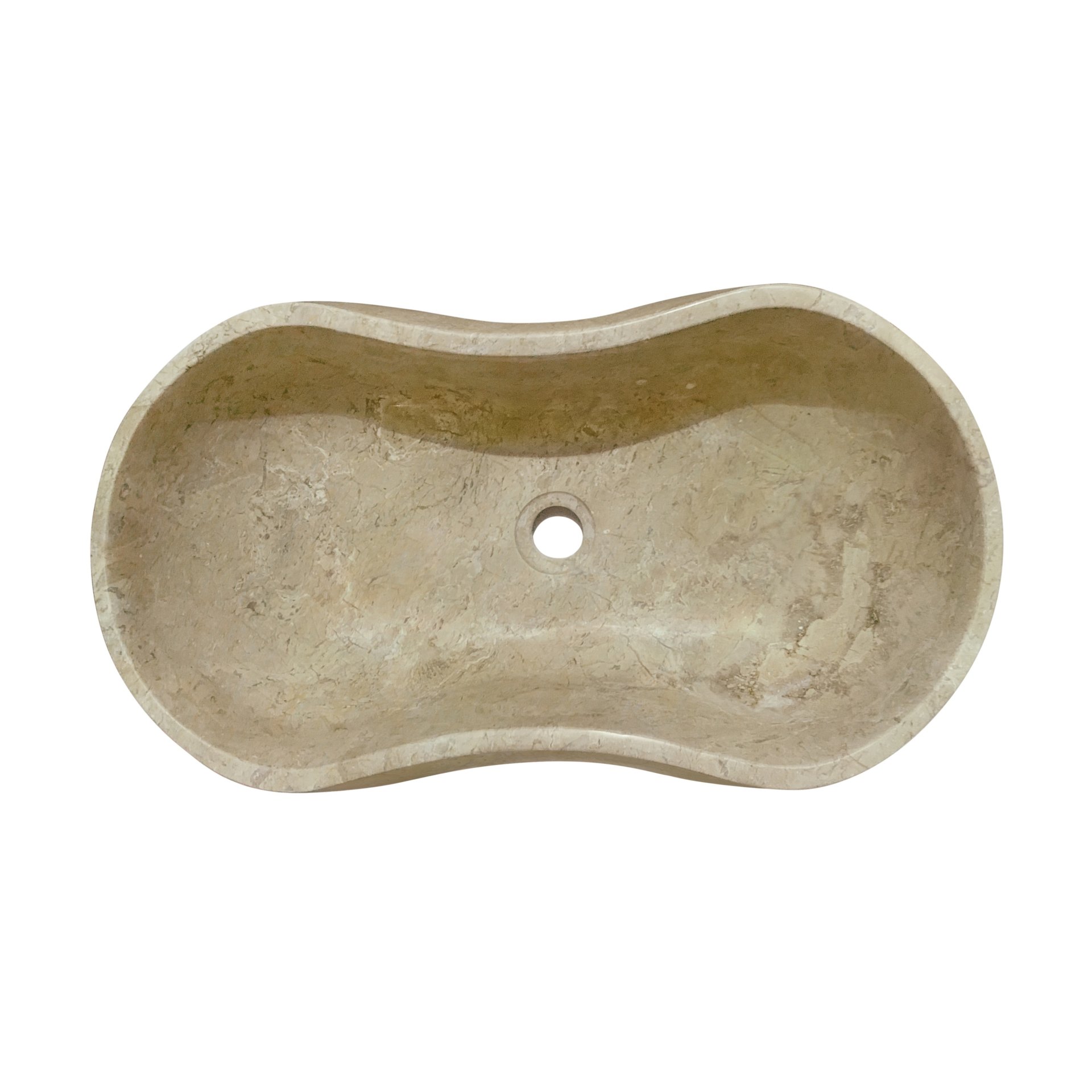 Bathroom Vessel Sink, Wavy Design, Semi Polished Surface - Beige / Gold / Beige / Yellow / Gold - Image 9