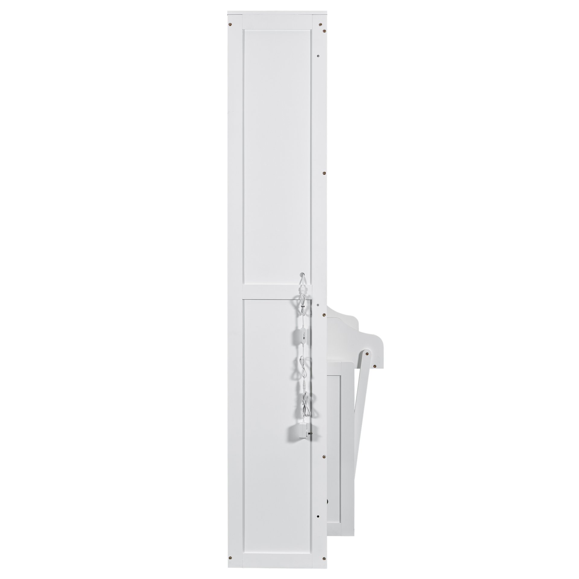 Queen Size Murphy Platform Bed With Shelf, Side Cabinets, Drawers And LED - White - Image 14