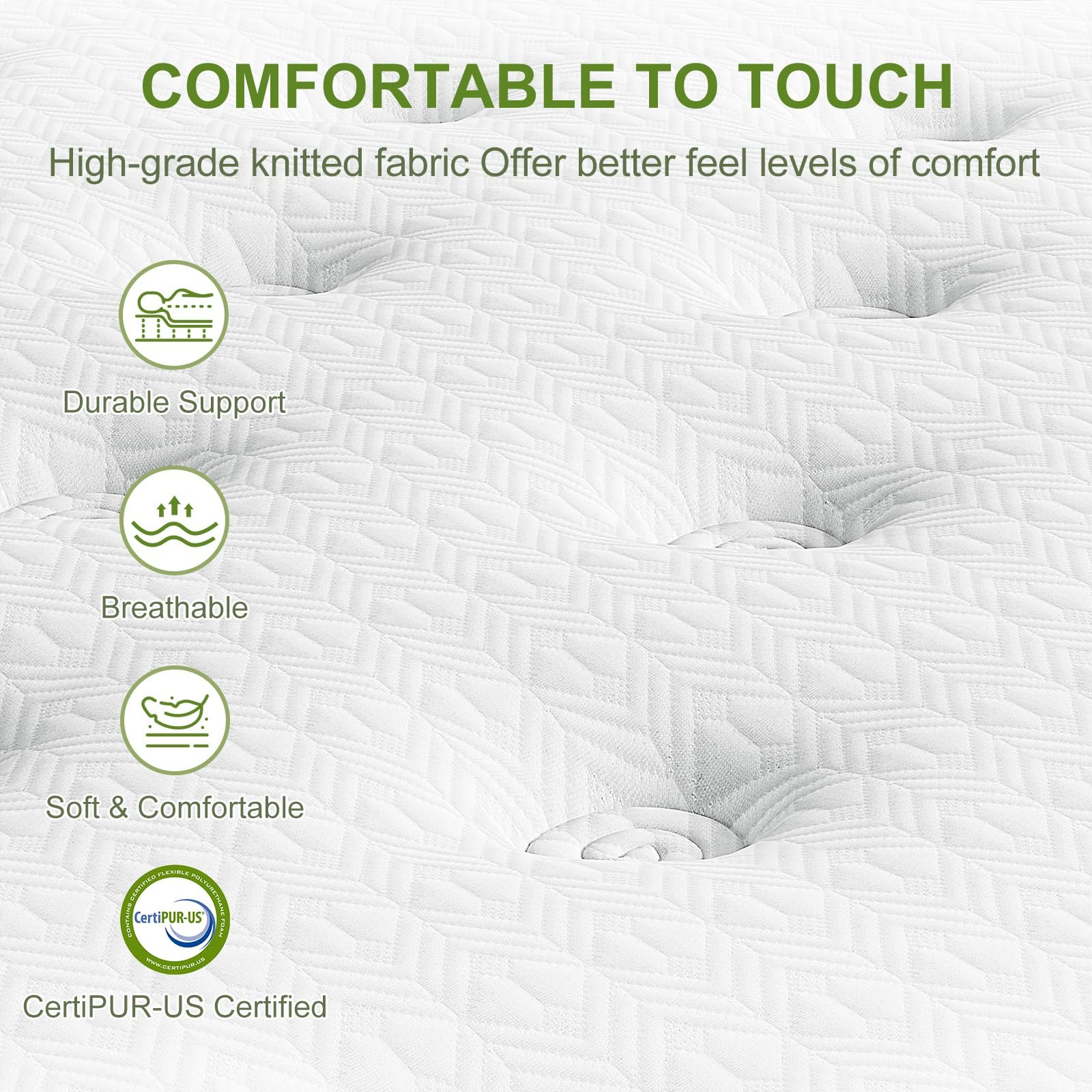 14" Queen Hybrid Mattress With Gel Memory Foam And Pocket Springs - Green - Image 5