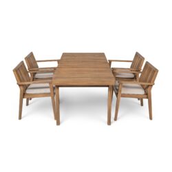 Durable - 5 Piece Patio Furniture Set - Beige / Brown