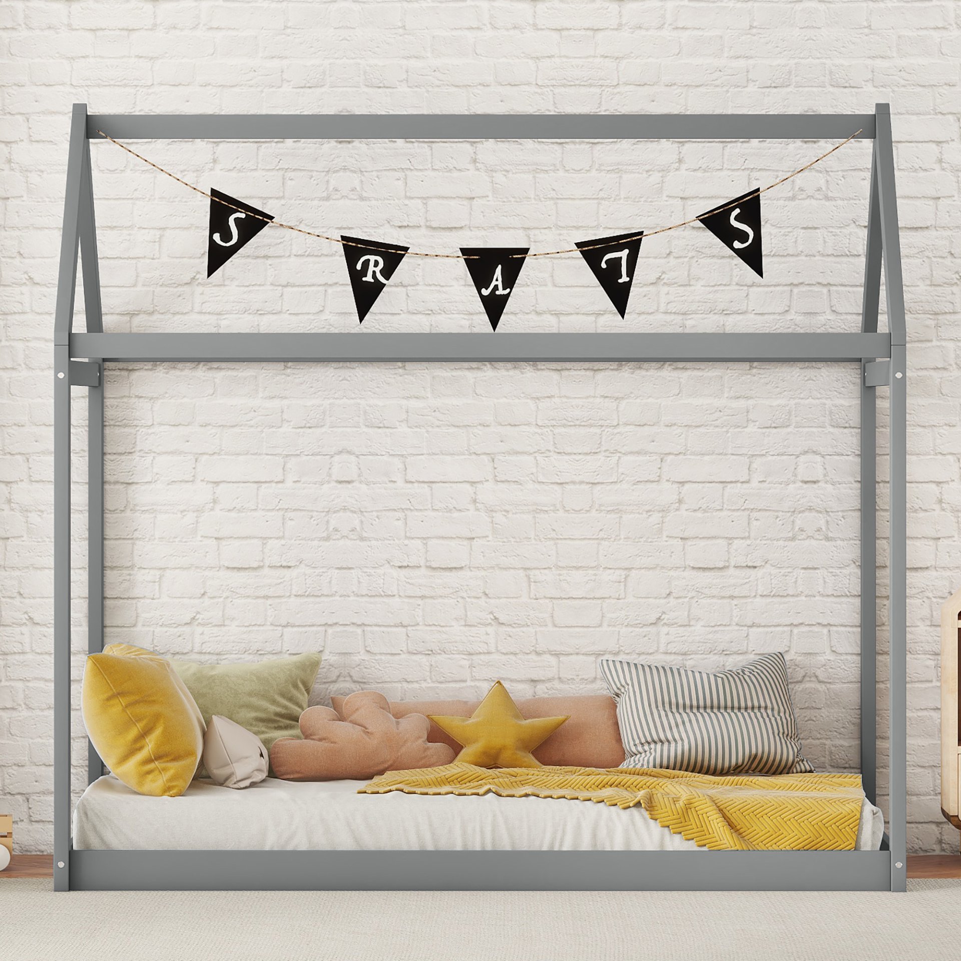Twin Size House Shape Bed - Gray - Image 2