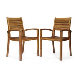 Outdoor Dining Chair, Stacking Design For Patio - Acacia Wood