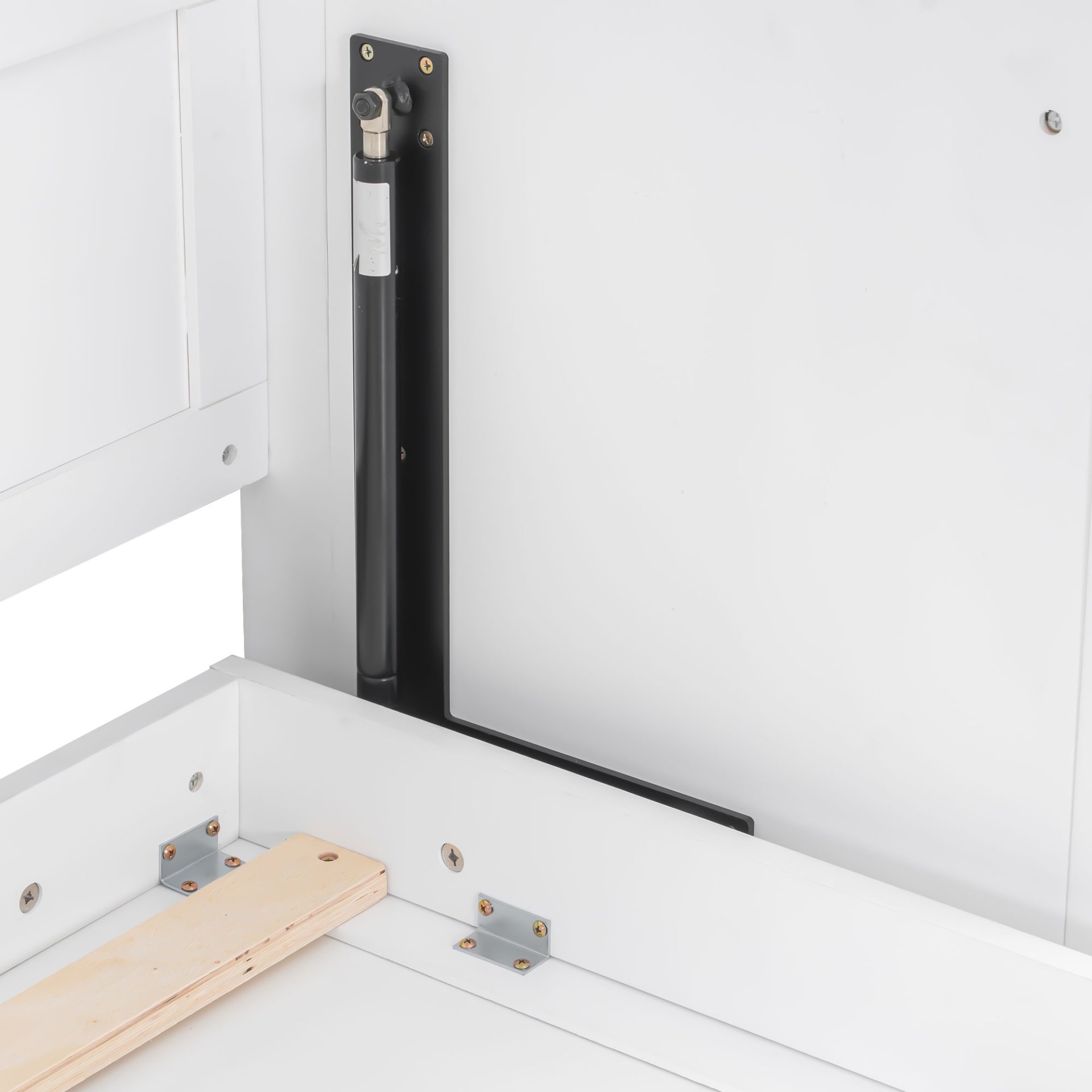 Queen Size Murphy Bed With Desk, LED Lights & USB Charging Station - White - Image 11