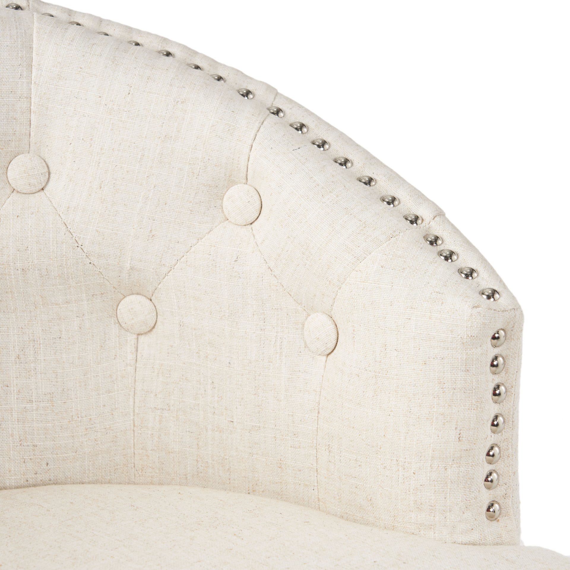 360 Degree Swivel Bar Stool With Stunning Nailhead Trim (Set of 2) - Beige - Image 11