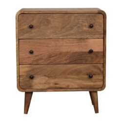 Mini Curved Chest, 3 Drawer - Oak