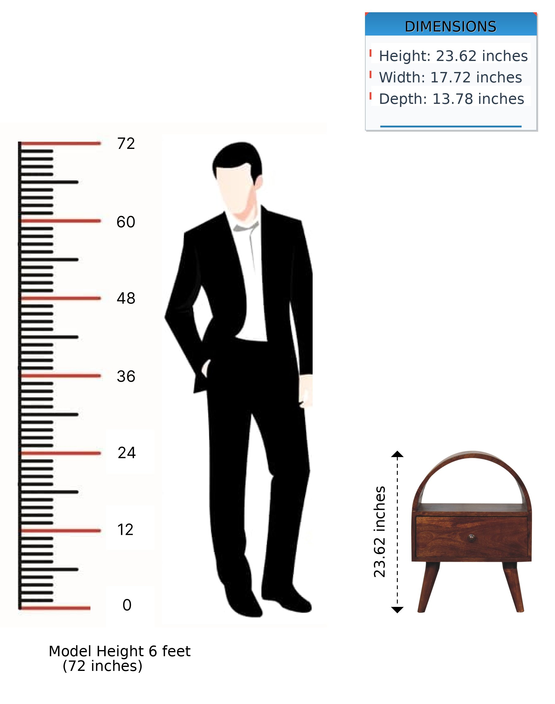 Dome Bedside Table - Brown - Image 12