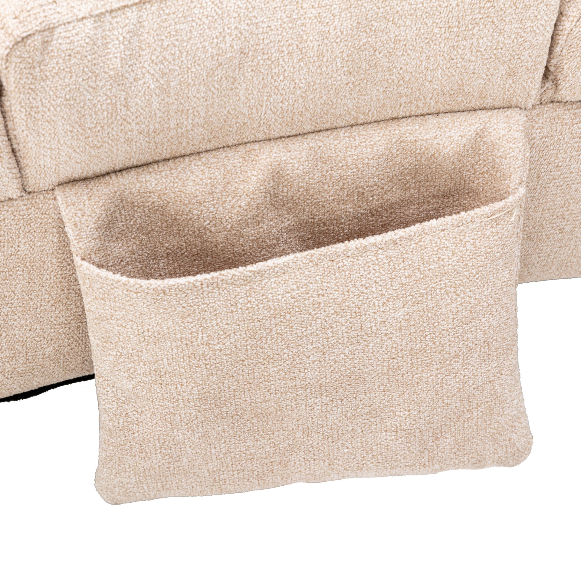 Linen Massage Chaise Lounge Indoor With Remote Control, Ergonomic Electric Massage Lounger - Beige - Image 22