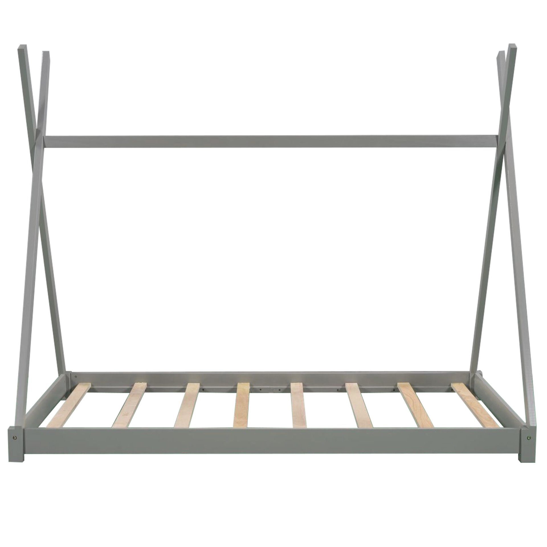 Twin Size House Platform Bed With Triangle Structure - Gray - Image 7