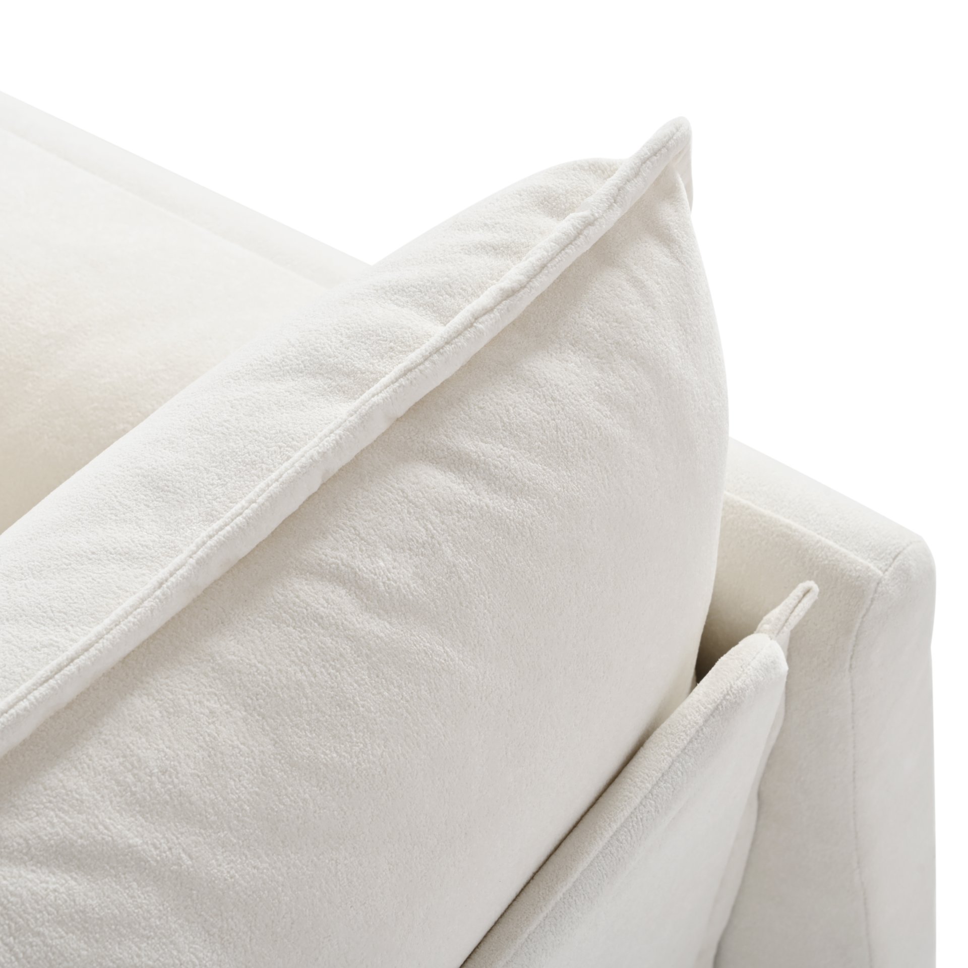 Deep Seat Sectional Cloud Sofa With 2 Ottomans & Soft Pillows, Modular Loveseat For Living Room - Beige Chenille 75.59X57.48X33.46 Inches - Image 13