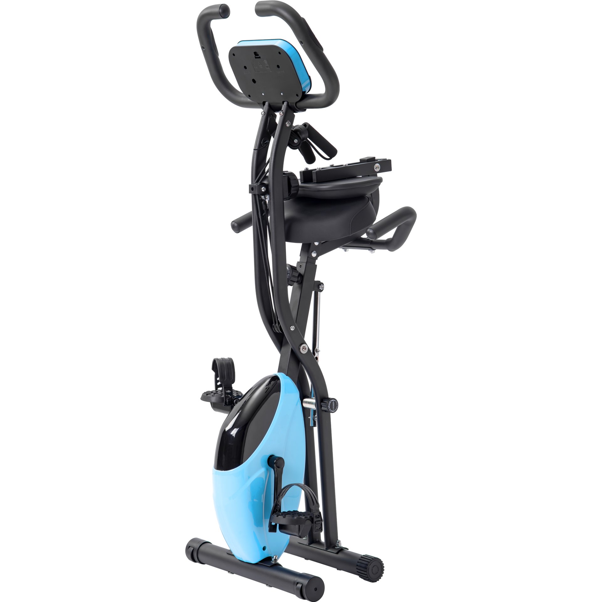 Workout Bikes, Folding Stationary For Home With 16 Level Magnetic Resistance, Indoor Exercise Equipment With Heart Rate Sensor & LCD Monitor - Light Blue - Image 14