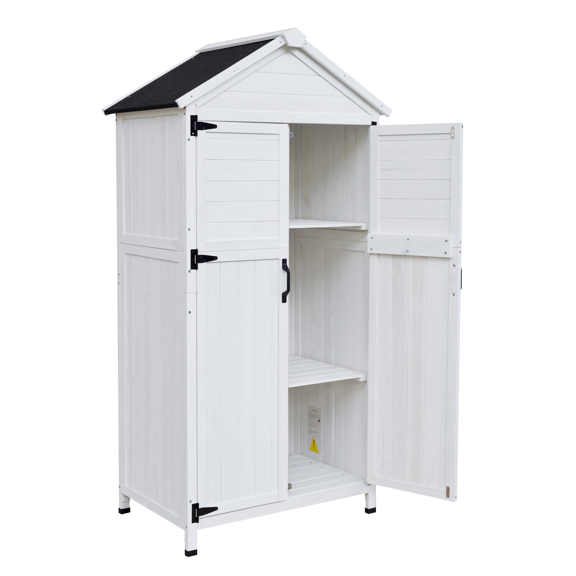 Storage Shed With Double Doors For Outdoor Garden Tool Organization - White - Image 10