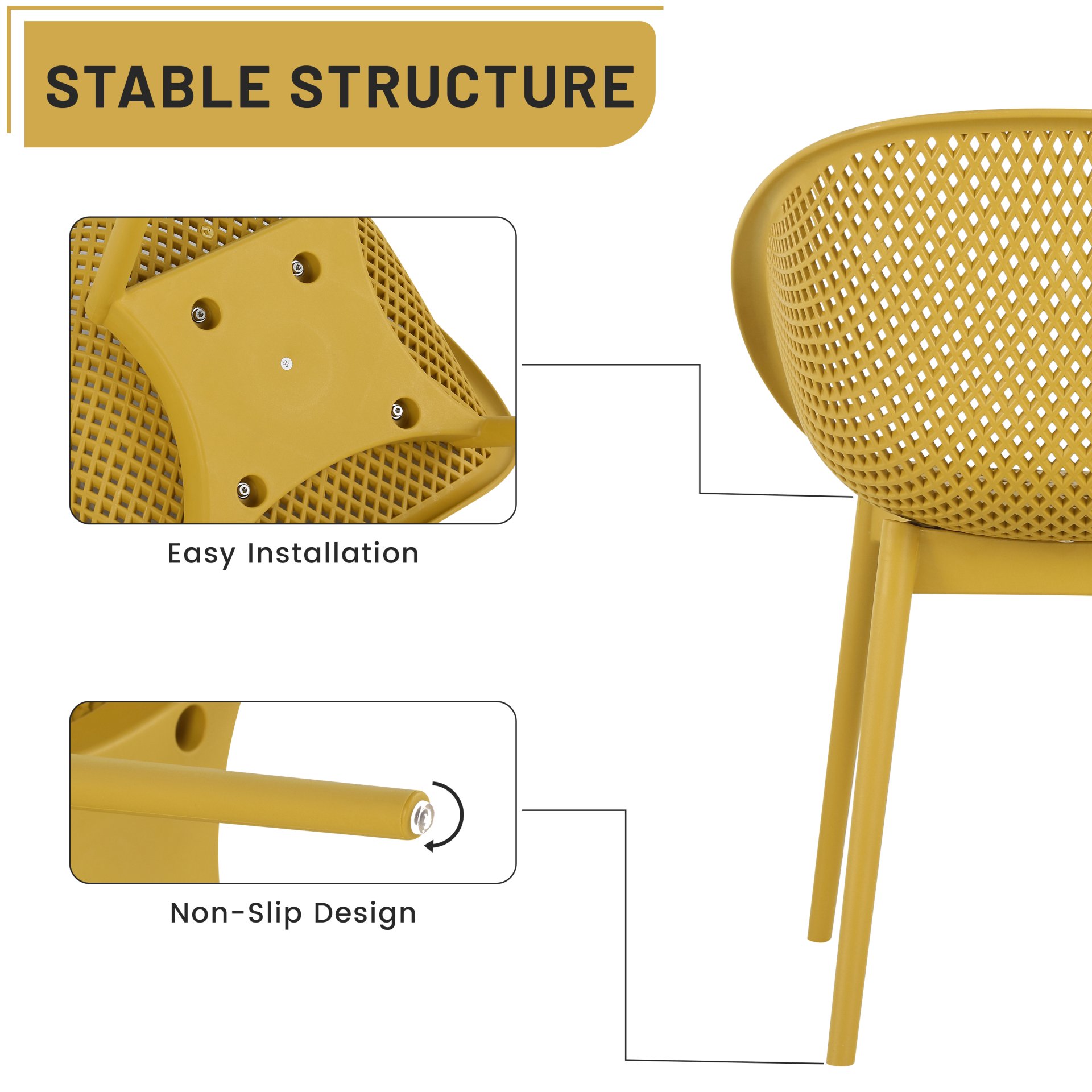 2 Pack Lounge Chair Set With Folding Square Table - Earthy Yellow / Khaki / White - Image 21