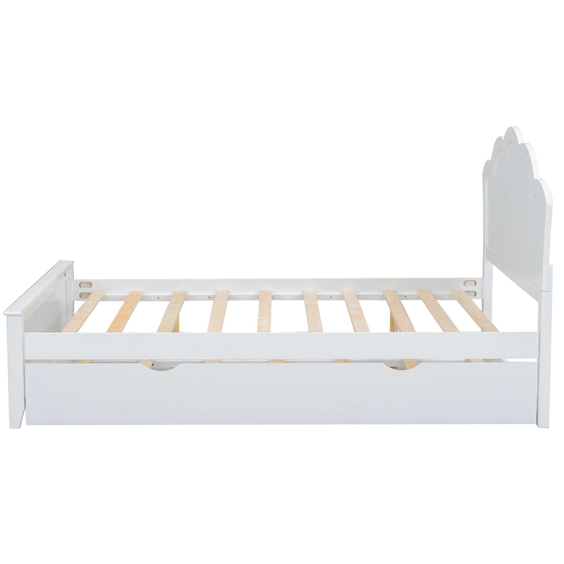 Full Size Platform Bed With Headboard And Twin Trundle - White - Image 9